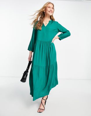 Y.A.S. Jolina tiered maxi dress in green - ASOS Price Checker