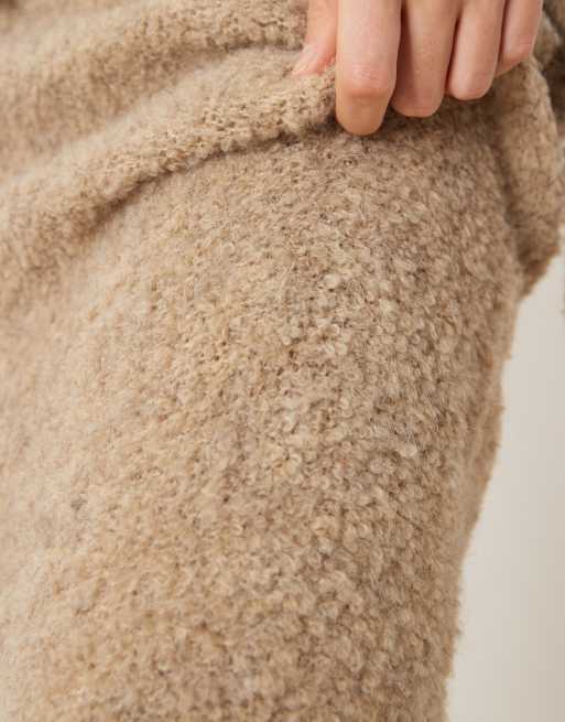 YAS - Jupe d'ensemble longue en maille texturée de qualité supérieure - Taupe chiné, 4 de 5