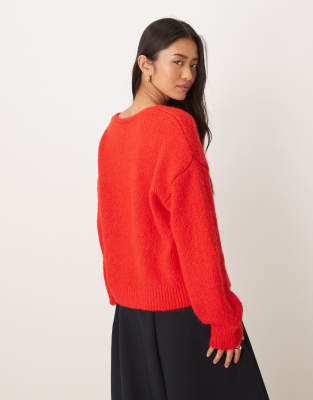 Y.a.s. Knit Cardigan With Oversized Rosette In Red
