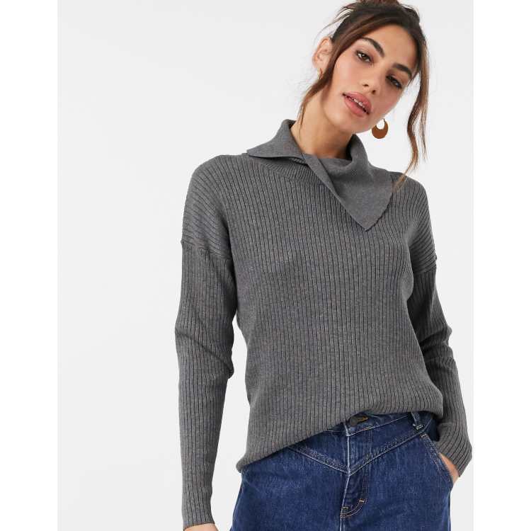 B品セール IRENE Asymmetry Collar Rib Knit | tatihome.com