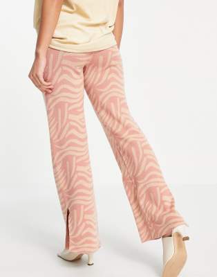 pink zebra flare pants