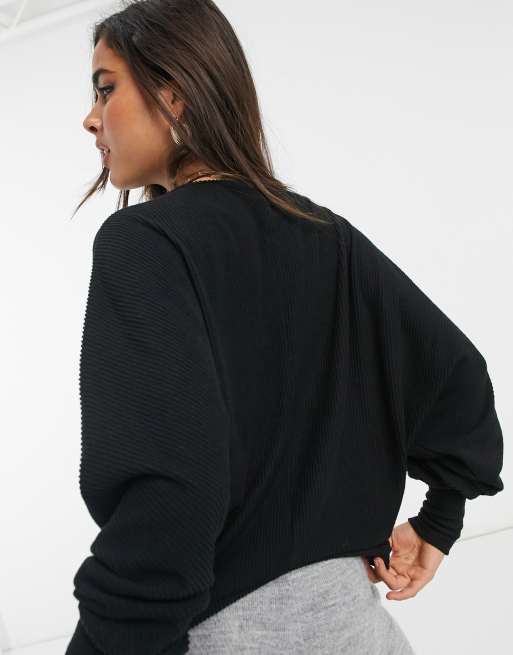 Y.A.S knitted batwing jumper in black ASOS