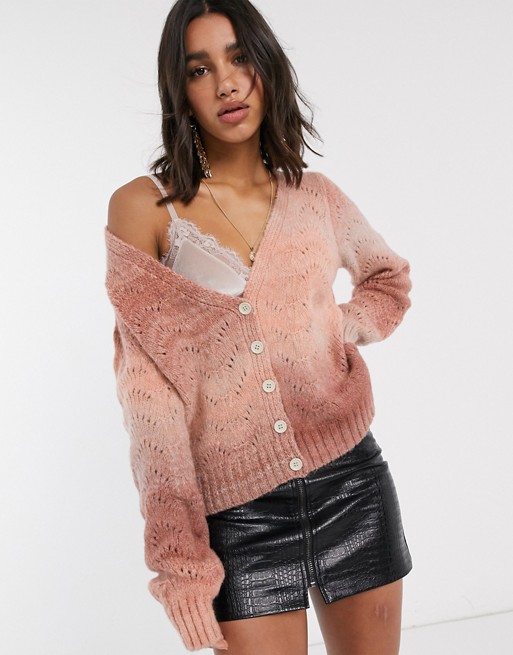 Y.A.S knitted cardigan in marbled pink