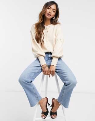 knitted cardigan balloon sleeve