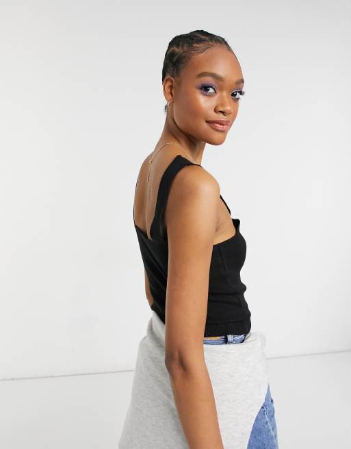 Y.A.S. knitted co-ord crop top in black, 2 of 4