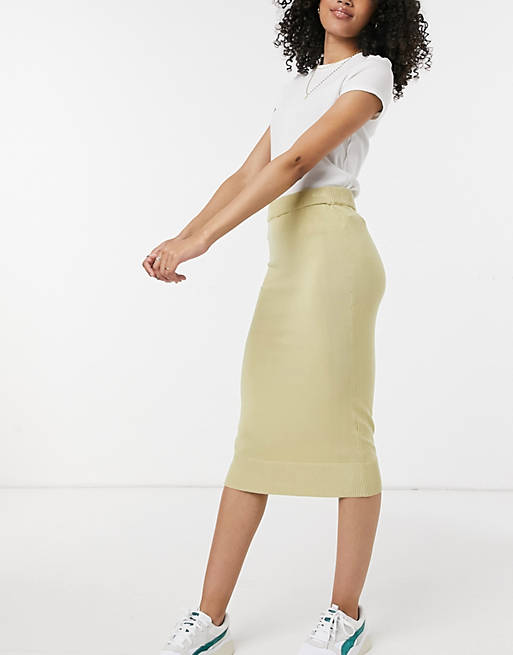Y.A.S. knitted co-ord midi skirt in beige