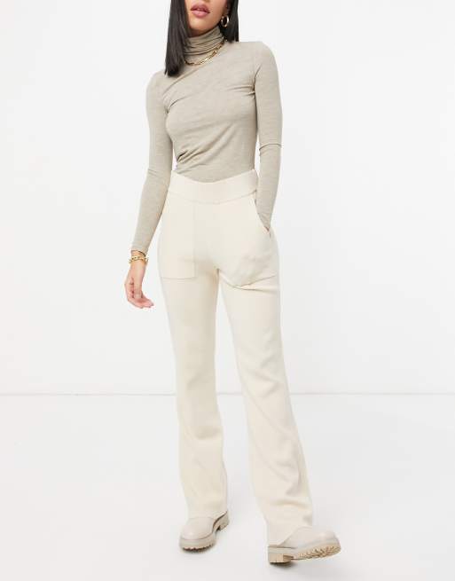 Y.A.S knitted flared pants in cream