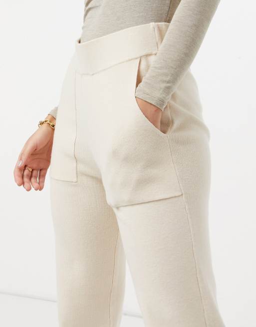 Y.A.S knitted flared pants in cream