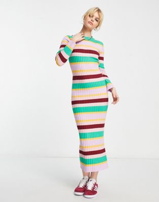 Y.A.S knitted maxi dress in multicoloured stripe  - ASOS Price Checker