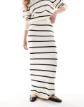 YAS knitted maxi skirt in cream and black stripes (part of a set)-White