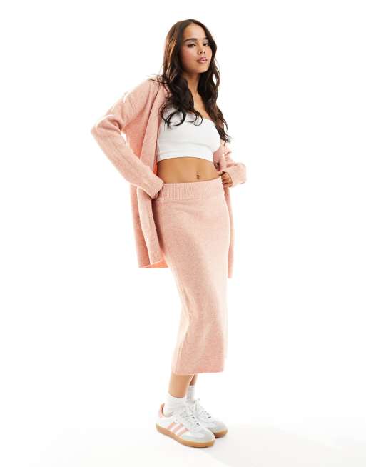 Y.A.S knitted midi skirt in pink (part of a set)