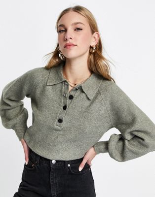 Y.A.S knitted polo neck in green