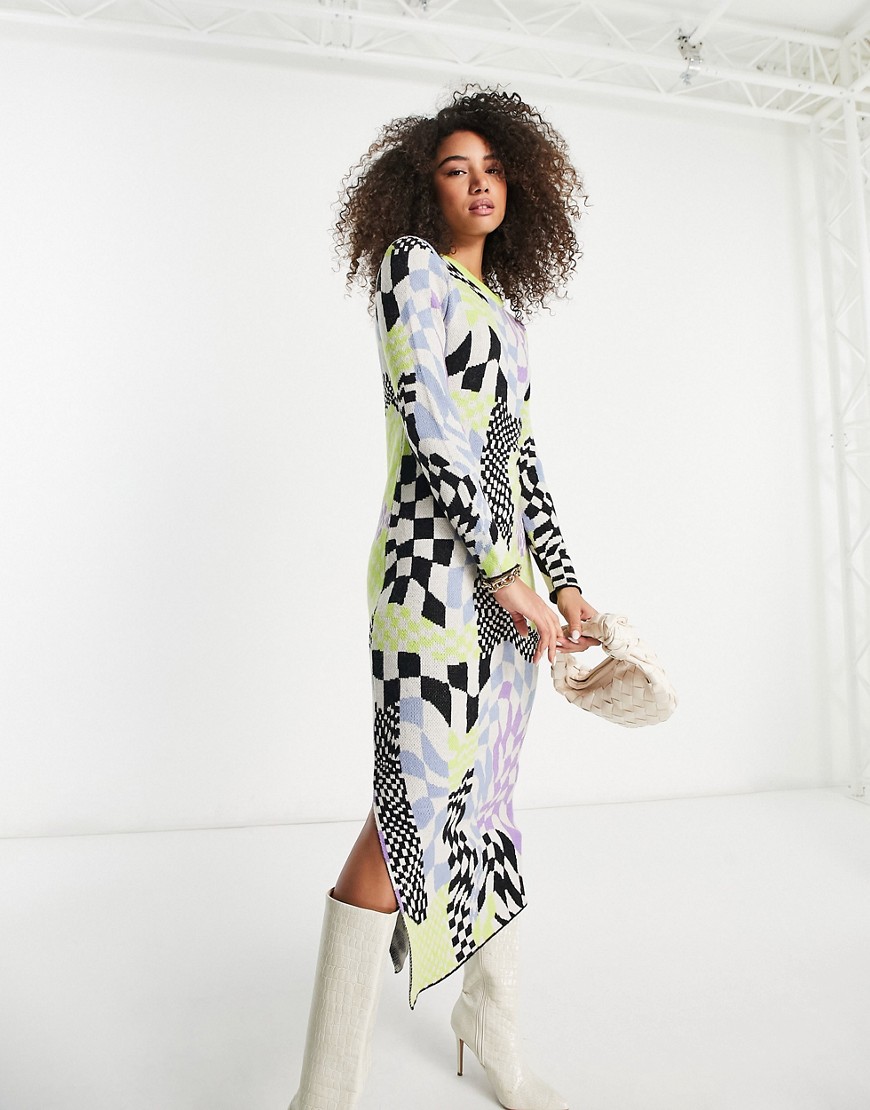 Y.A.S knitted print maxi dress in multi
