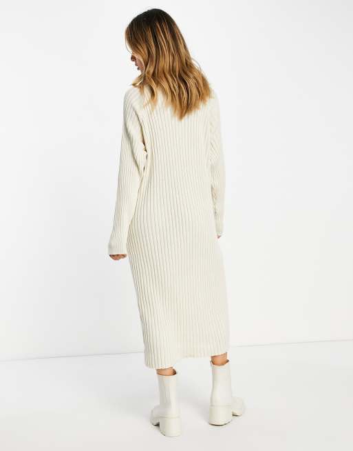 Y.A.S knitted roll neck midi dress in cream | ASOS