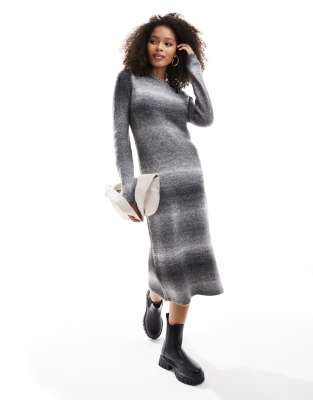 knitted sweater maxi dress in black ombre