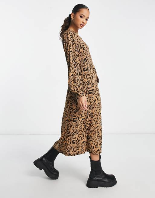 Leopard print midi dress zara sale