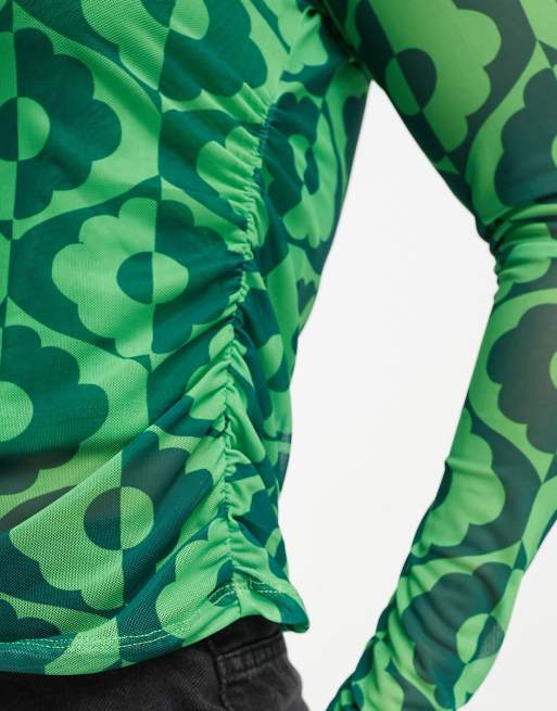 Y.A.S krizza long sleeve top in green print | ASOS