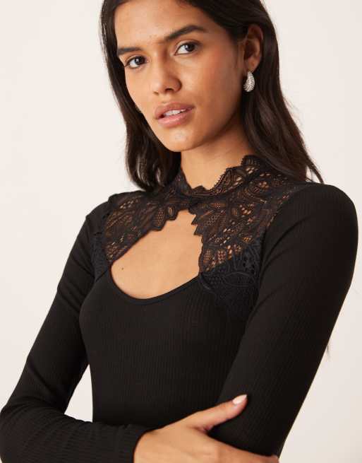 YAS lace detail mini dress in black | ASOS