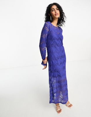 Y.A.S lace maxi dress in ultra deep blue