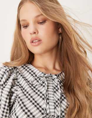 Y.a.s. Lace Overlay Detail Tie Front Peplum Hem Top In Gray