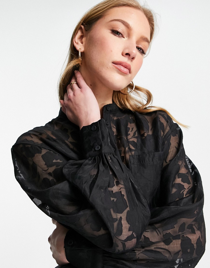 Y.A.S lace oversized shirt in black