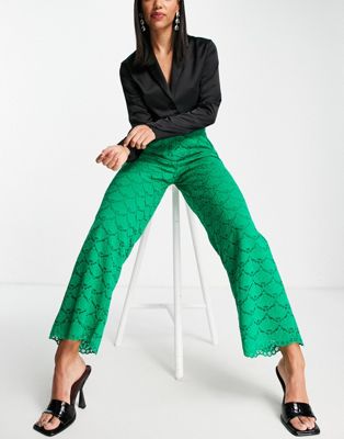 Y.A.S lace pants in green - part of a set  - ASOS Price Checker