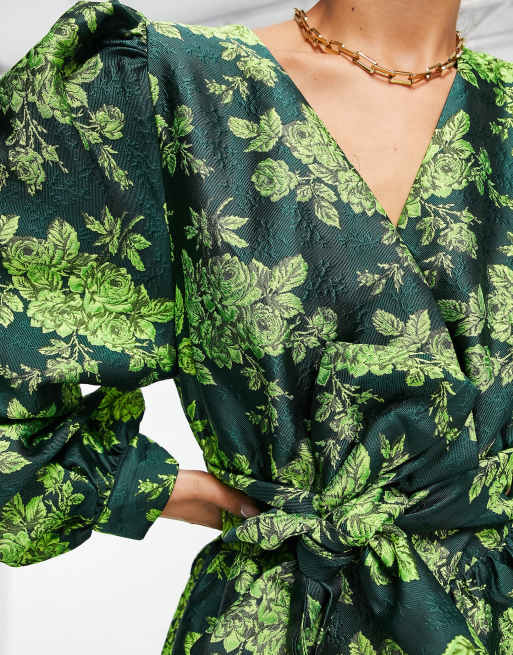 Y.A.S – Langärmliges Jacquard-Minikleid in Grün , 3 von 4