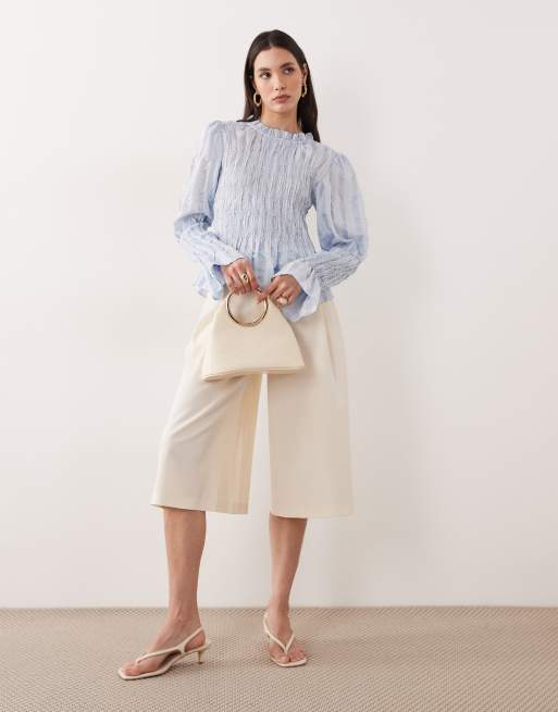 YAS – Langärmliges, strukturiertes Hängeroberteil in Pastellblau, 4 von 4