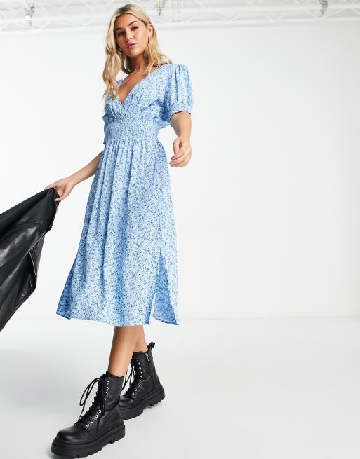 Y.A.S - Laura - Midi-jurk met print in lichtblauw