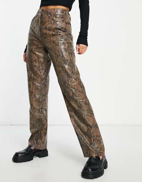 Y.A.S leather trouser in snake print 