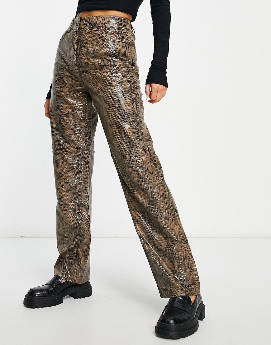 Y. A.S leather trouser in snake print-Multi