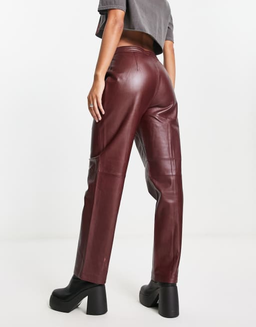 Y.A.S leather trousers in brown | ASOS