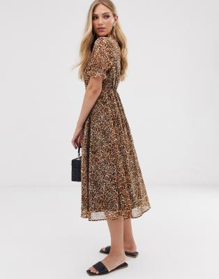 midi dress with puff sleeves