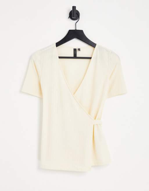Y.A.S - Lila - Top avvolgente a maniche corte color crema