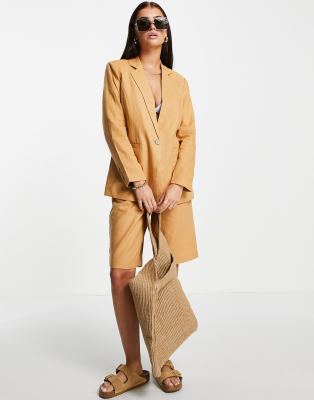 linen blazer short set