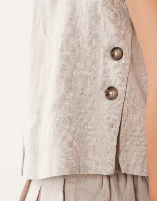 YAS linen blend tailored short waistcoat in white pepper (part of a set), 4 of 4