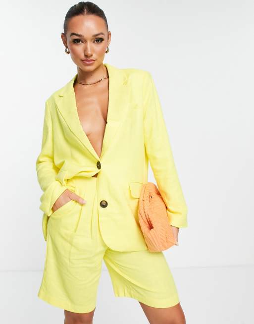 Yellow shorts store and blazer