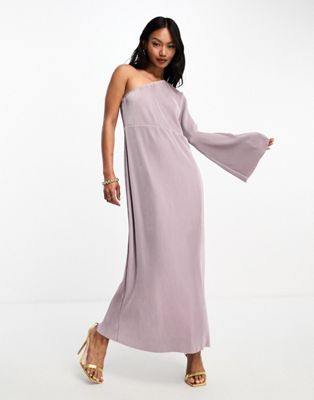 Y.A.S Bridesmaid plisse one shoulder midi dress in lavender - ASOS Price Checker