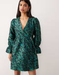 [YAS] YAS long sleeve jacquard mini dress in black 12 Black