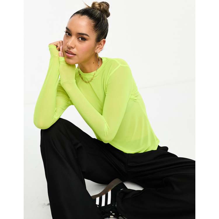 Y.A.S long sleeve mesh top in lime green