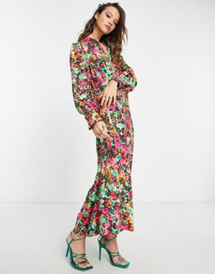 Y.A.S long sleeve midi dress in florals