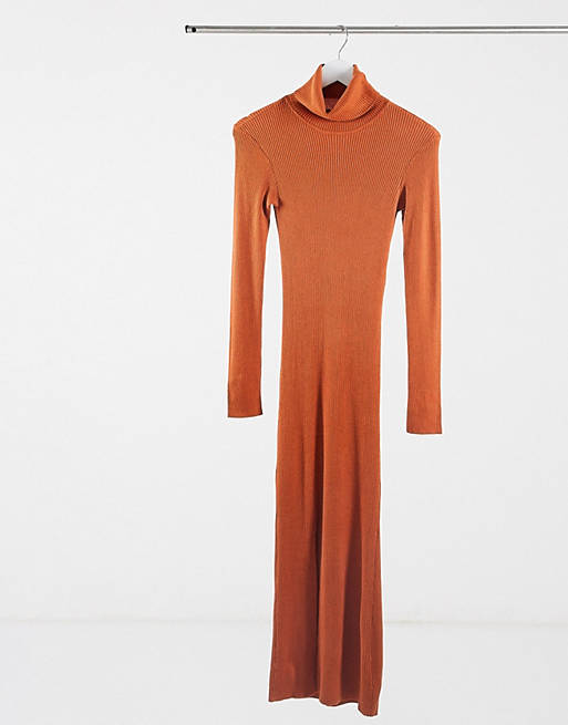 Y.A.S. long sleeve roll neck jumper dress in rust