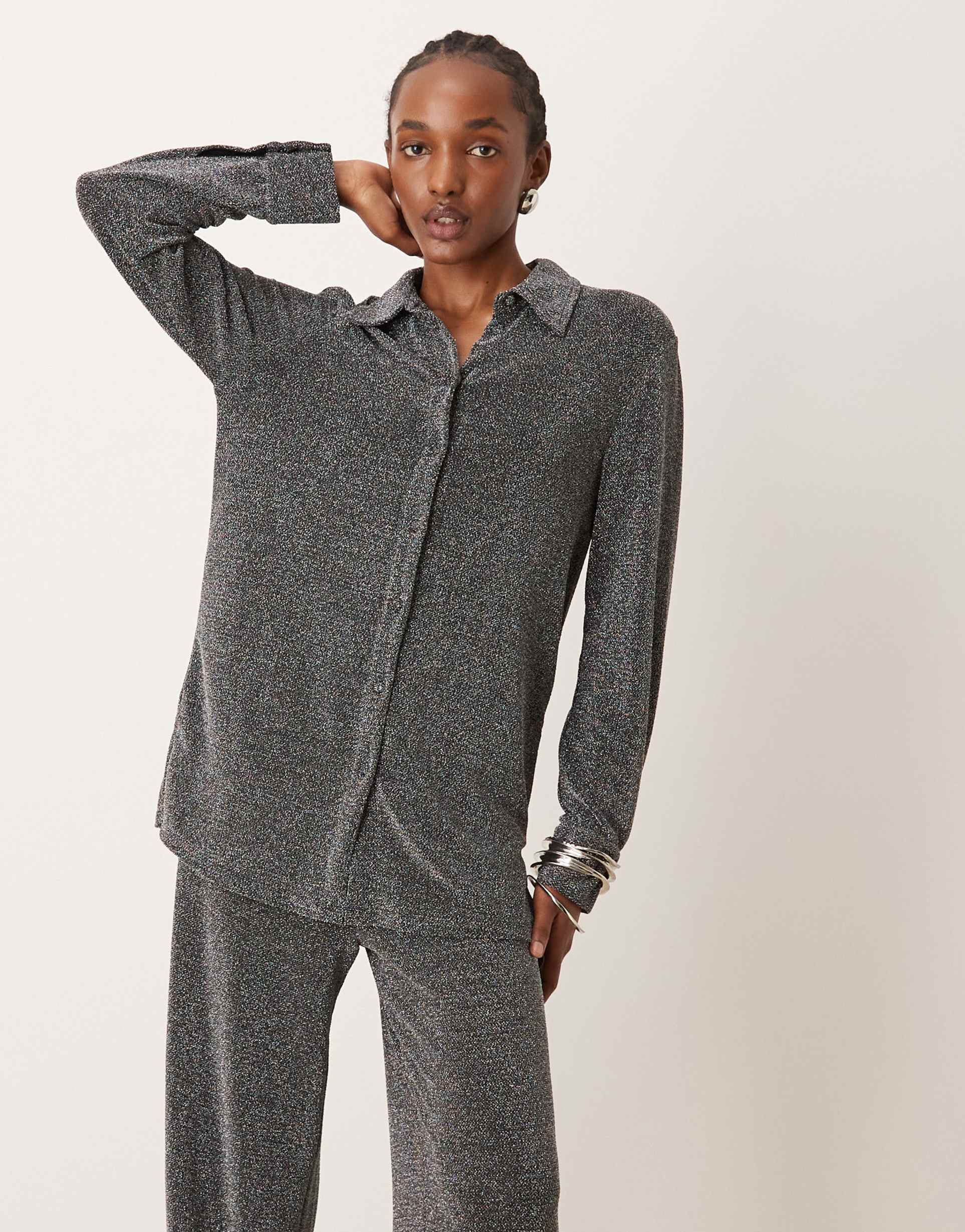 yas long sleeve shirt in black glitter - part of a set