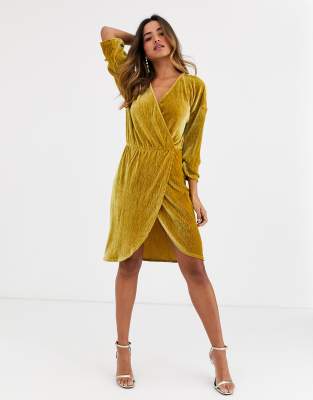 wrap mini dress long sleeve