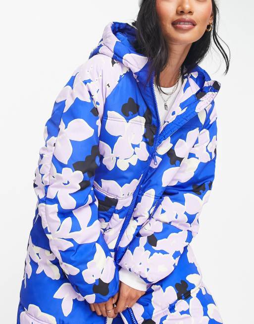 Floral hooded outlet coat