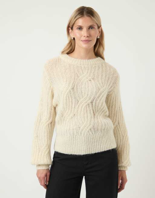YAS - Maglione lavorato color betulla