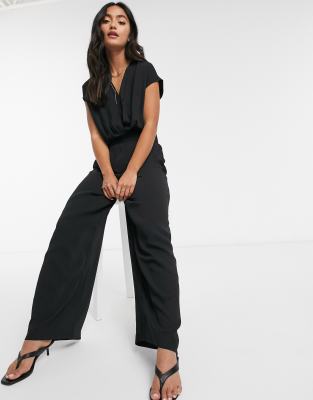 black wrap front jumpsuit