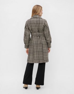 Manteaux YAS - Manteau à ceinture et carreaux - Noir et blanc