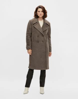 Y.A.S double breasted coat in brown - ASOS Price Checker