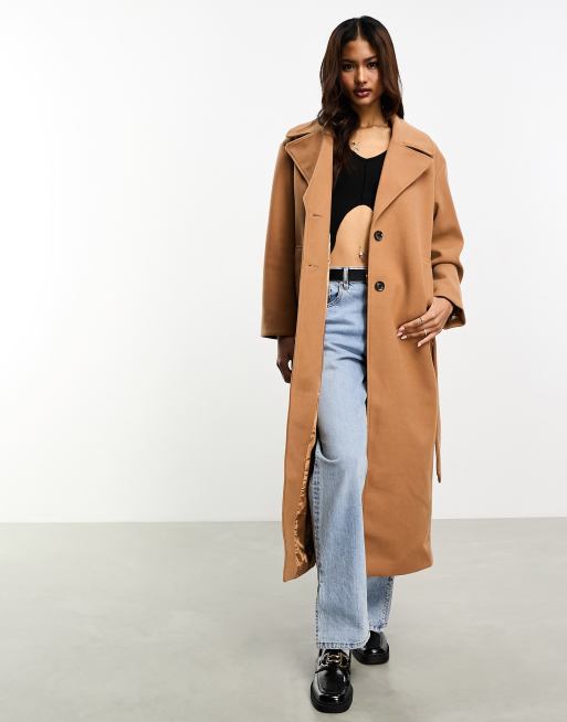 YAS Manteau long habillé avec ceinture Camel ASOS